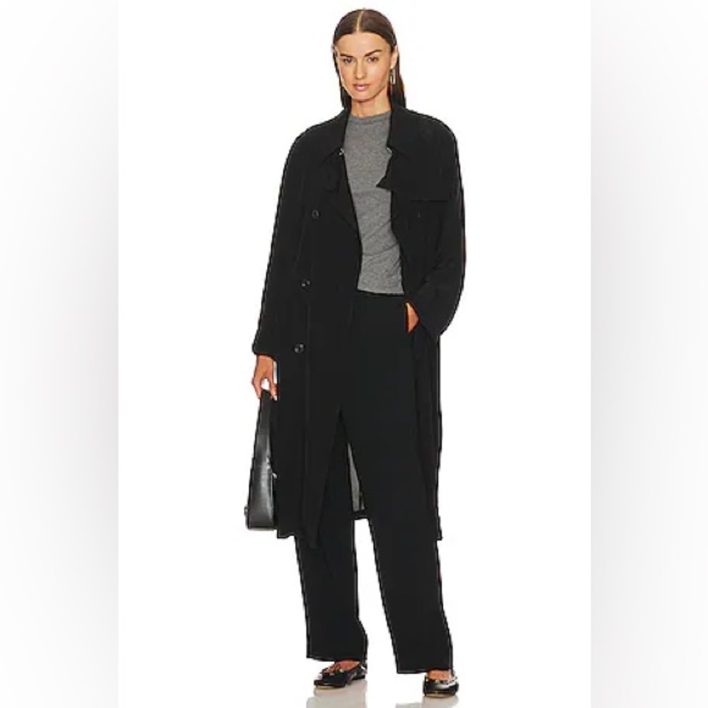 Nwt Airy Double Breasted Trench Coat in Black‎ THEORY